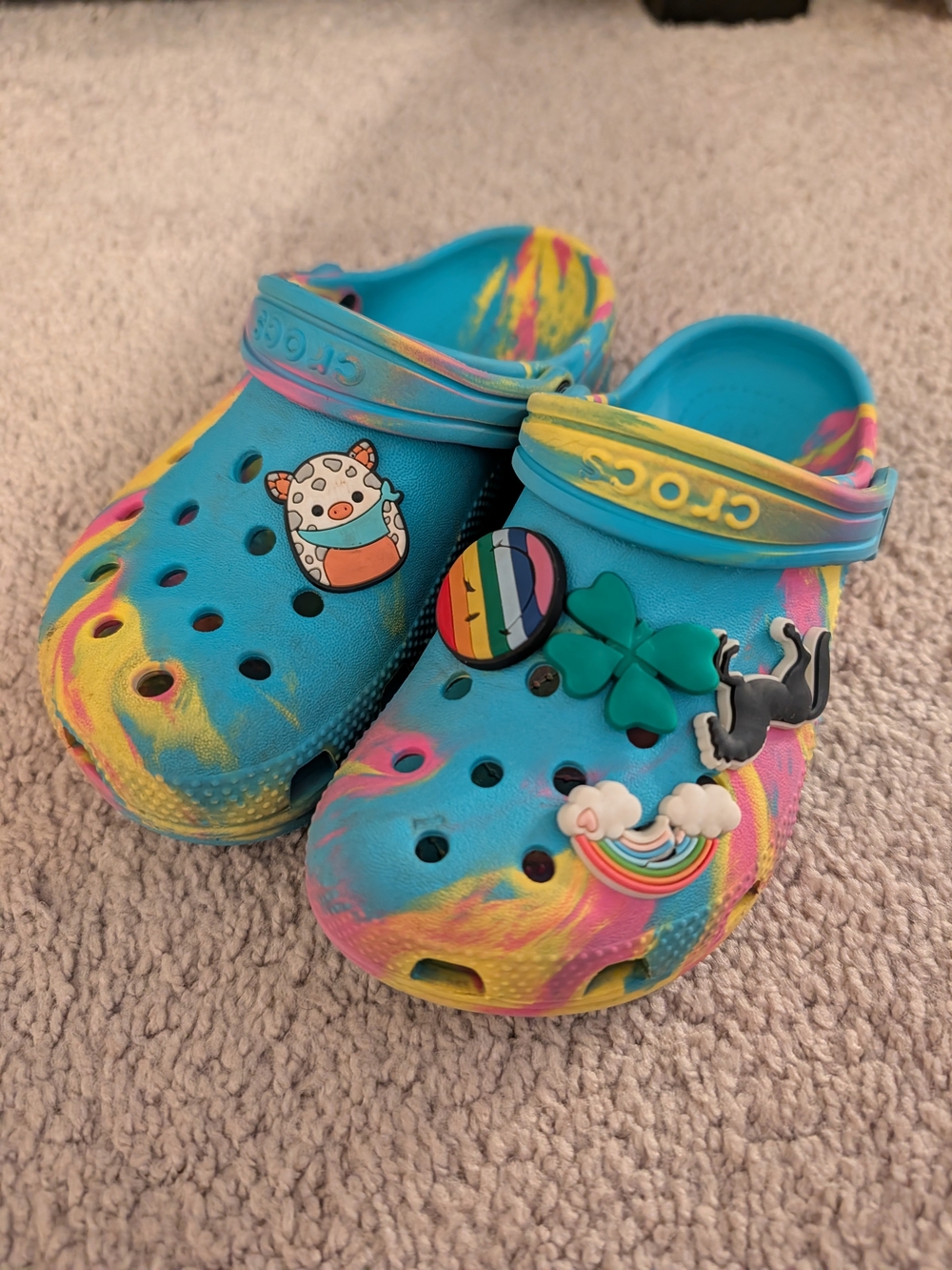 CROCS Kids Blue with Yellow & Pink Tie-Dye Clog